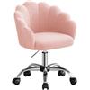 WOLTU Sedia da Trucco con Schienale a Petalo, Sedia Ufficio con Braccioli e Rotelle, Poltroncina Girevole, Altura Regolabile, Cashmere, Rosa