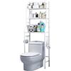 Generico Scaffale Mobiletto Salvaspazio Dietro Water con Ripiani, Appendini, Porta Rotolo e Porta Tovaglia | Piedini Regolabili | Organizzatore Bagno Multiuso