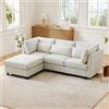 KUAKE Divano imbottito moderno, a tre posti, a forma di L, beige, 220x83x81cm