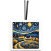 PETRAMARA Contenitore Decorativo con Ceramica e Diffusore di Profumo | Cornice in Legno Bianca con Ampollina in Vetro e Bacchette per Aromi - Prodotto in Italia (Cielo Stellato)