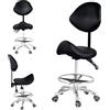 Generico Sgabello Ergonomico Con Schienale E Poggiapiedi, Sgabello Con Rotelle, Sgabellos Da Lavoro, Sgabellos Da Ufficio, Sedia Girevole, Altezza Regolabile 48-58 Cm Per Ufficio, Salone, Massaggi, Spa