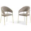 SIEDITI FUORI E DENTRO Set di 2 sedie poltroncine imbottite in velluto moderne per sala da pranzo o cucina con gambe in metallo Lea (Gambe Oro, Velluto Beige)