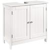 BAKAJI Mobile Sotto Lavabo Bagno 2 ripiani con Doppia Anta Chiusura Magnetica in Legno MDF Dimensione 60 x 30 x 60 cm Colore Bianco
