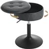WOLTU Sgabello da Trucco Girevole, Sedile Regolabile in Altezza, Sedia da Bar Rotondo con Contenitore, Pelle sintetica vintage, Base in Metallo, per Cucina, Soggiorno, Antracite, BH439an-1