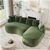 Bladez Frameless - Divano angolare modulare a forma di L, in ciniglia, con seduta extra profonda e chaise longue, divano da pavimento senza montaggio, divano curvo, per soggiorno (verde, 3 posti)