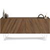 Mobili Fiver, Madia-Buffet 4 ante Emma con gambe bianche, Noce Canaletto, 168 cmx45 cmx76.6 cm, Nobilitato/Ferro, Credenza Soggiorno Moderna, Made in Italy