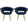 Marvin Poltrona Mavi In Velluto Intrecciato Con Gambe In Metallo Dorate Oro Poltroncina Di Design Seduta Imbottita Ergonomica Per Salotto Soggiorno Camera Elegante (Blu, 2)