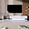 REXO pannelli bassi, armadi TV, pareti divisorie in vetro bianco lucido e illuminazione LED variabile, combina stile rustico naturale con un design moderno. (bianco)