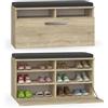 BDW Scarpiera con seduta, scarpiera, 85 x 35 x 45 cm, corridoio, soggiorno, camera da letto, soluzione perfetta in caso di mancanza di spazio per scarpe. Dimensioni (rovere Sonoma)
