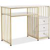 MCombo M Scrivania con cassetti, toletta senza specchio in marmo bianco-oro, tavolo per chiodi, scrivania per computer, 109 x 45,5 x 81 cm, 2407