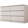 3E 3xE living.com Grande commode 6 cassetti - cashmere, 139 x 79 x 39 cm - design contemporaneo e funzionale