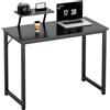 SogesPower Piccola scrivania con scaffale, 80 x 40 x 74 cm, scrivania per computer, tavolo da ufficio, telaio in metallo, nero (marrone)