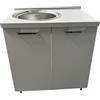 Generico Mobile Cucina con Lavello Tondo, 80x60x87 cm, Olmo/Bianco, Due Ante, Predisposizione Piano Cottura (bianco frassinato)