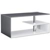 [en.casa] Tavolino Centrale da Salotto con 3 Piani di Appoggio Tavolo Basso da Caffè Divano Design Moderno per Soggiorno 90 x 50 x 41 cm - Grigio Scuro/Bianco