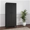 [en.casa] Armadio a 2 Ante e Cassetti per Guardaroba con Spazio Appendiabiti Scomparti Ripiani Rimovibili Armadio in Acciaio da Ingresso Camera da Letto 180 x 90 x 40 cm - Nero