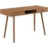 [en.casa] Scrivania (AxLaxP) 74 x 115 x 48 cm Consolle con Cassetto e Scomparto Semichiuso, Scrittoio su Gambe in Metallo, Tavolo da Computer per Ufficio/Casa - Color Legno Scuro