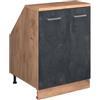 Vicco Mobile cucina sottotetto R-Line, Calce nera, 60 cm con 2 porte, carcassa 60 cm profondità, per la libera combinazione all'interno di sistemi cucina modulari
