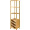 [en.casa] Mobile a Terra da Stoccaggio (AxLxP) 140 x 34 x 33 cm Organizzatore con Anta e 4 Ripiani - Mobile in bambù per Bagno