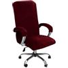 WWQQKJ Copertura per sedia da ufficio con bracciolo in peluche in velluto tinta unita,Copertura per sedia in tessuto elastico rimovibile e resistente(Red wine,XL)