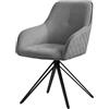 ML DESIGN modern living ML-Design Sedia da Sala da Pranzo Girevole a 360° in Tessuto di Tessitura Grigio Sedie da Soggiorno con Braccioli e Schienale Poltrona da Cucina Imbottita Poltroncine con Gambe in Metallo Ergonomica