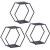 [en.casa] Set di 3 Scaffali Esagonali in Acciaio Mensole Portaoggetti Scaffali Modulari da Muro o Terra Design Moderno - Nero
