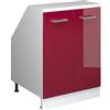 Vicco Mobile cucina sottotetto R-Line, Rosso lucido, 60 cm con 2 porte, carcassa 60 cm profondità, per la libera combinazione all'interno di sistemi cucina modulari