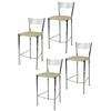 t m c s Tommychairs - Set 4 sgabelli alti modello Elegance per cucina e bar, struttura in acciaio cromato e seduta imbottita e rivestita in pelle artificiale colore lino