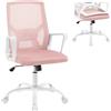 Klihome Sedia da Ufficio Ergonomica, Poltrone Ufficio con Schienale Pieghevole, Girevole e Regolabile in Altezza, in Rete ad Alta Elasticità, Rosa