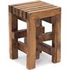 CREEDWOOD Rustico Sgabello Tetris | Legno di Mogano, 45 cm | Sgabello, Sgabello per Piante, Sgabello per Fiori, tavolino in Legno Massiccio, in Legno Naturale, Laterale