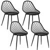 Klihome Sedia da Cucina Set da 4, da Pranzo con Schienale Scavato, Seduta in PP e Gambe in Metallo, Stile Scandinavo per Soggiorno, Camera da Letto, Nero,