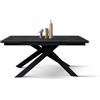 PAZZO DESIGN Tavolo Allungabile Eugenio, Piano Ceramica Calacatta Nero Lux, Gambe in Metallo Incrociate Nere, Cucina, Salotto, Ceramica, 160 x 90 x h76 cm - id_2287