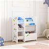 [en.casa] Scaffale per Cameretta con Contenitori Morbidi a Scaletta e 3 Cassetti Pieghevoli Porta Giochi - Mobile a Misura di Bimbi - Decorazione Koala - Blu/Bianco