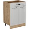 Vicco Mobiletto base per cucina R-Line, Bianco country, 60 cm | Frontale in MDF · Senza piano di lavoro · Piedini regolabili in altezza · 2 Ante · ✓ Facile accesso