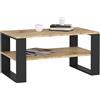 AKORD | Tavolino da Salotto in Legno - ALEX | Tavolo da Caffè con gambe un Ripiano | Coffee Table | Tavolini Basso Moderno | Arredamento Casa | 92 x 45 x 53 cm | Quercia Artisan & Nero