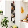 HOMASIS Libreria Angolare da Parete con 5 Ripiani, Scaffale ad Angolo in Legno, Libreria Sospesa Salvaspazio e Aperto per Decorazioni da Soggiorno, Ufficio e Bagno, 20 x 20 x 126 cm (Grigio)
