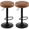 EUGAD Sgabelli Cucina Set di 2, Regolabile, PU Vintage, Marrone