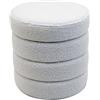 Rebecca Mobili Pouf Contenitore Tondo, Pouf Sgabello, Bianco, Tessuto Poliestere MDF, Stabile, con Coperchio, Stile Moderno - Misure HxLxP: 40 x 37 x 37 cm - Art. RE7048