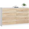 AKORD Cassettiera K 160 cm | 8 Cassetti | Moderna Mobiletto per il soggiorno Camera da letto Armadio Soggiorno Bagno | Salvaspazio | 160 x 99 x 40 cm | Bianco | Rovere Sonoma