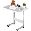 Rcynview Scrivania Regolabile in Altezza, Tavolino da Letto per PC con Ruote, 60x40cm Tavolo da Lavoro Mobile, Standing Desk per Ufficio, Camera da Letto, Soggiorno, Divano, Cameretta, Bianco