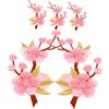 FOMIYES Toppe Design Realistico alla Moda Ricamate Termoadesive a Forma di Fiori e Pesco Rosa 5 Pezzi Non Tessuto per Decorare e Riparare Abbigliamento