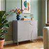 [en.casa] Mobile Contenitore a 2 Ante Decorative Credenza Bassa con Ripiano e 2 Scomparti Chiusi Comò Multiuso per Soggiorno Camera da Letto 75 x 70 x 34 cm - Grigio