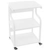 OUBUBY Scrivania per stampante a 3 livelli con ruote, 50 x 40 x 74,5 cm, supporto per stampante mobile, grande carrello per stampante su rotelle, per casa, ufficio, rustico, stampa a caldo (bianco)