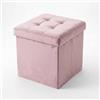 INTRECCI Pouf Salvaspazio in Velluto - Panca Imbottita Versatile e Facile da Pulire - Contenitore Quadrato 38x38x38 cm - Design Moderno e Compatto, Facile da Montare - Colore: Rosa Antico