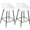 WOLTU Sgabelli da Bar Set di 2, Sgabello Cucina Esterno con Poggiapiedi e Schienale, per Isola Cucina, Colazione, Seduta in Plastica, Bianco