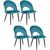 SAMIRA Sedia da pranzo imbottita in velluto blu petrolio mod. Zoe (Blu petrolio, 4 pz)