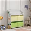[en.casa] Scaffale per Cameretta con Contenitori a Scaletta Libreria 4 Scatole Pieghevoli Porta Giochi Mobile a Misura di Bimbi 97,5 x 82,5 x 29,5 cm Motivo Dinosauro - Verde/Giallo