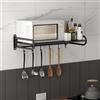 SanBouSi Scaffaletto da cucina per forno a microonde, in metallo, a 2 livelli, per cucina e piano di lavoro (nero)