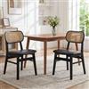 Ya-Home Set di 2 Sedie Sala da Pranzo in Rattan con Gambe in Legno, Nero