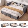 BHFFTHK Divano letto allungabile, 90/180 x 200 cm, con rete a doghe, letto estraibile di stessa altezza, letto matrimoniale, multifunzionale per 2 adulti, tessuto di velluto, senza materasso (grigio)