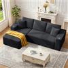Scisola Divano Modulare a Forma di L Divano ad Angolo Divano Letto, Boneless Couch con Portabicchieri, Liberamente Componibile Divano a 3 Posti 4 Posti Sofa Soggiorno Appartamento 261x146x60cm, nero